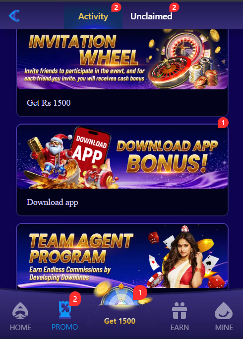 ISB7 promotions page showing Invitation Wheel bonus Download App bonus and Team Agent Program banners